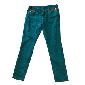 Michael Kors Skinny Studded Stretch Jeans Womens Size 8 Teal